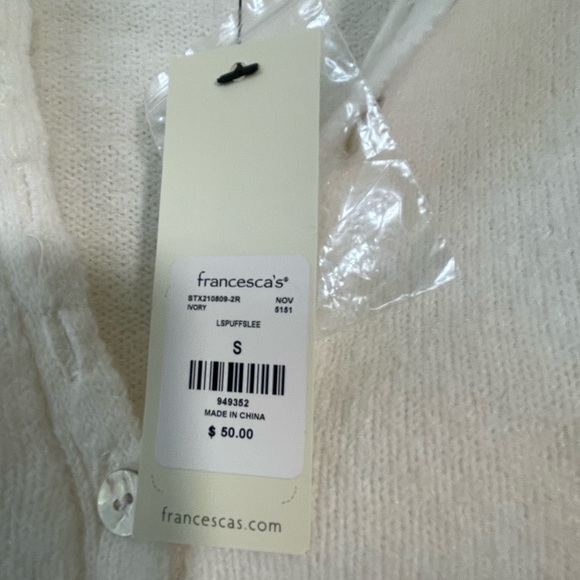 NWT Blue Rain white sweater size Small - Picture 9 of 12